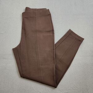 Susan Graver Women M Brown Regular Ponte Knit Leggings W/ Seam Detail